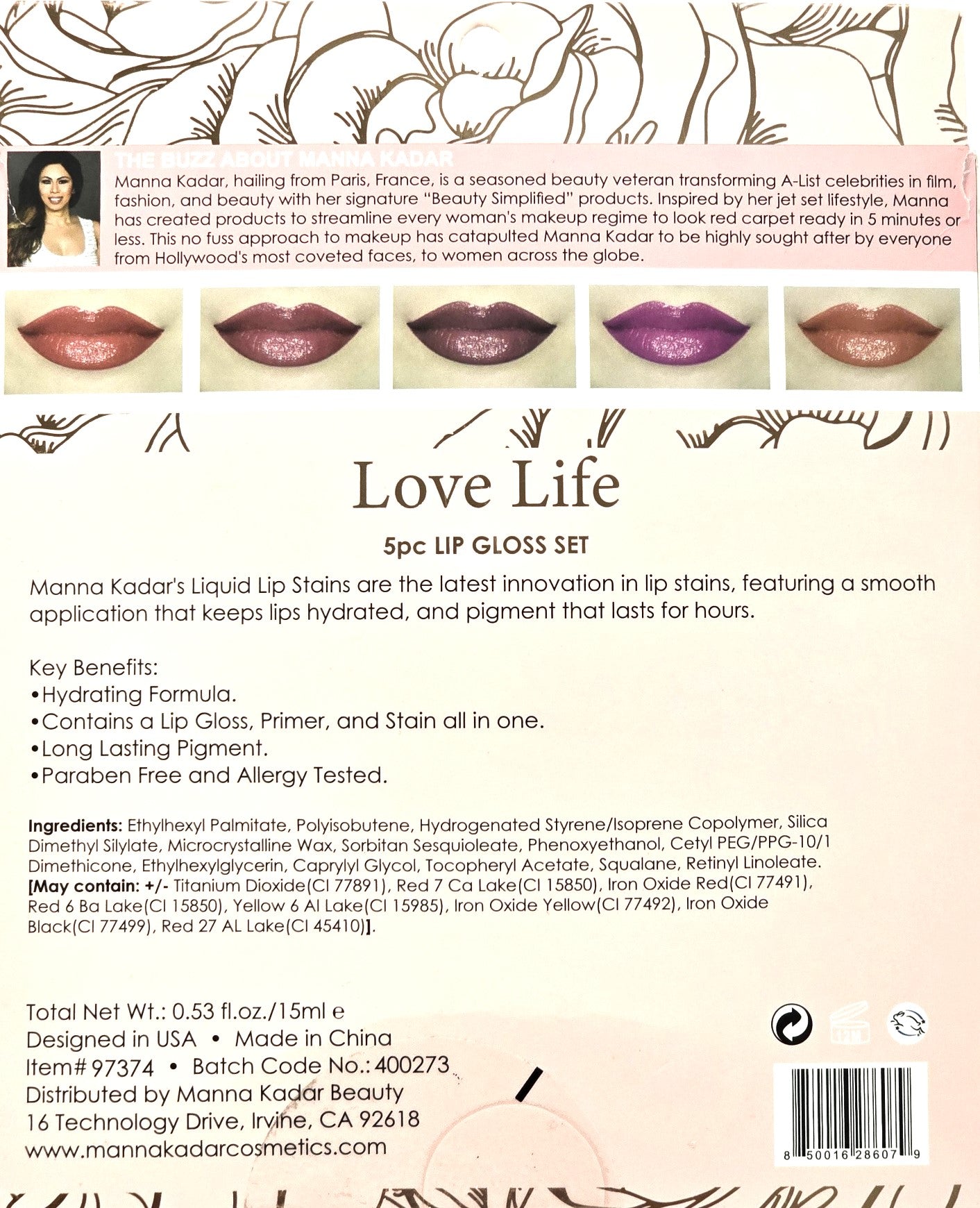 Manna Kadar Love Life 5pc Lip Gloss Set