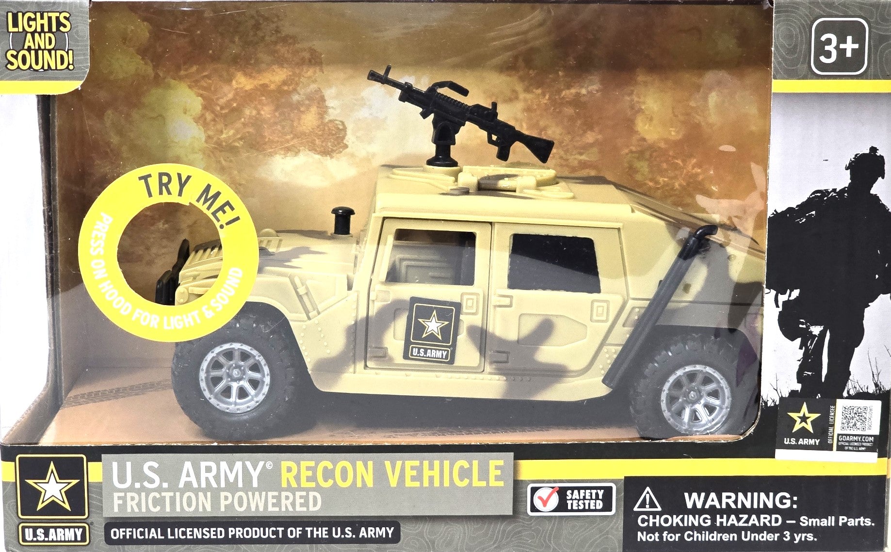 U.S. Army Recon Vehicle, Army Battle Truck, with Light & Sound Friction Powered