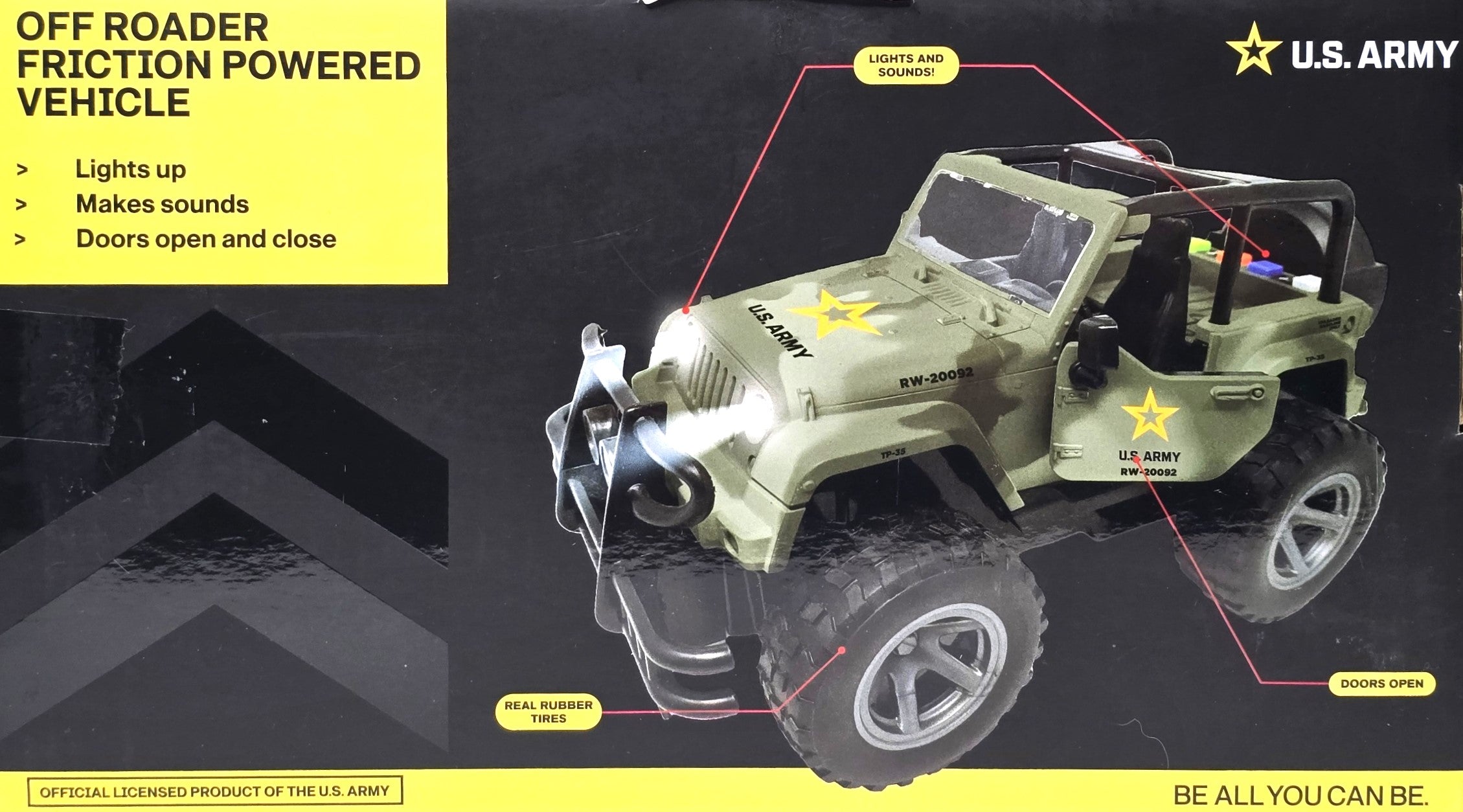 US Army Off Roader Friction Powered Vehicle with Light & Sound RW-20092