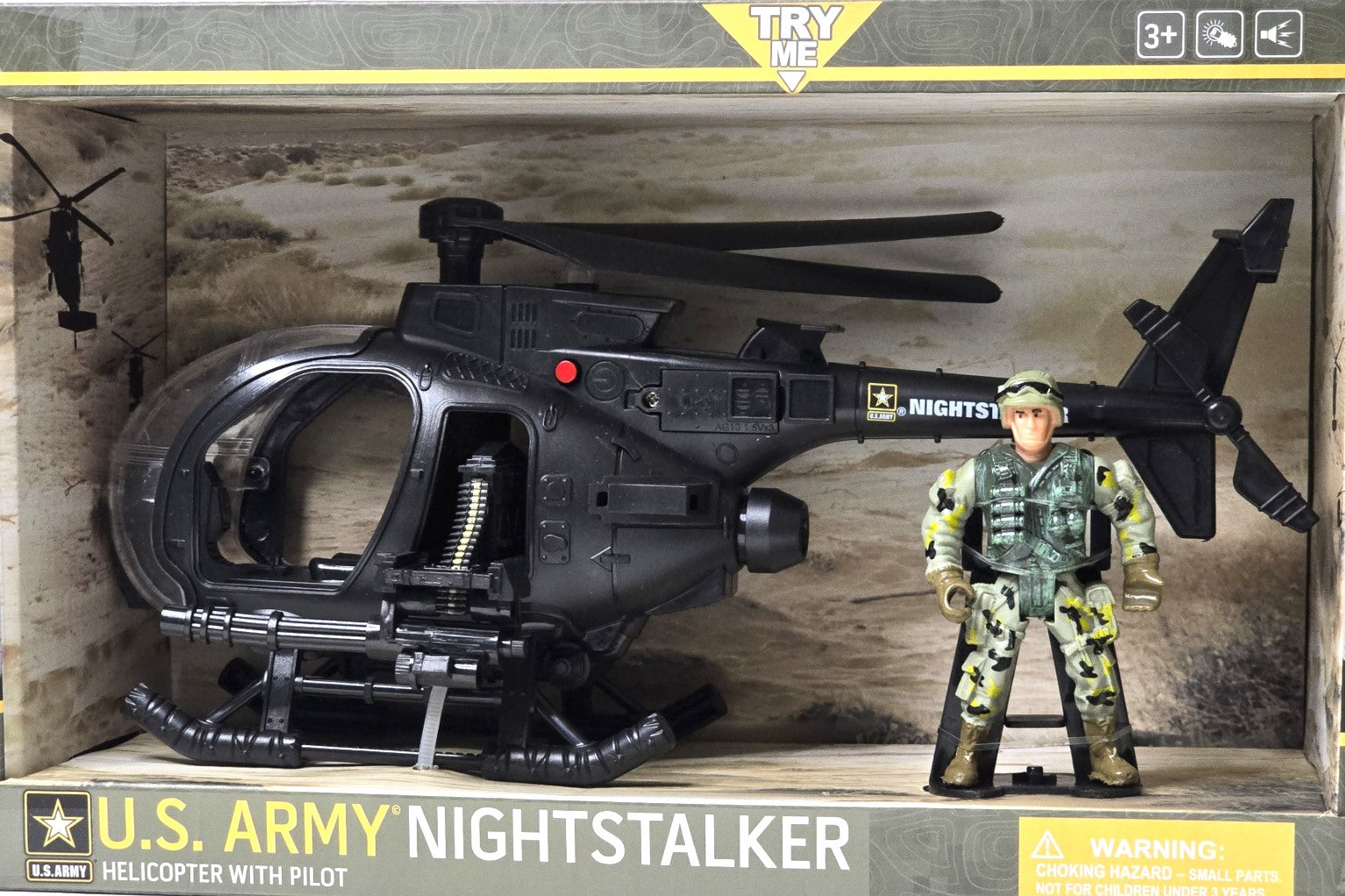 US Army Night Stalker Helicopter with Soldier Figure and Light/Sound
