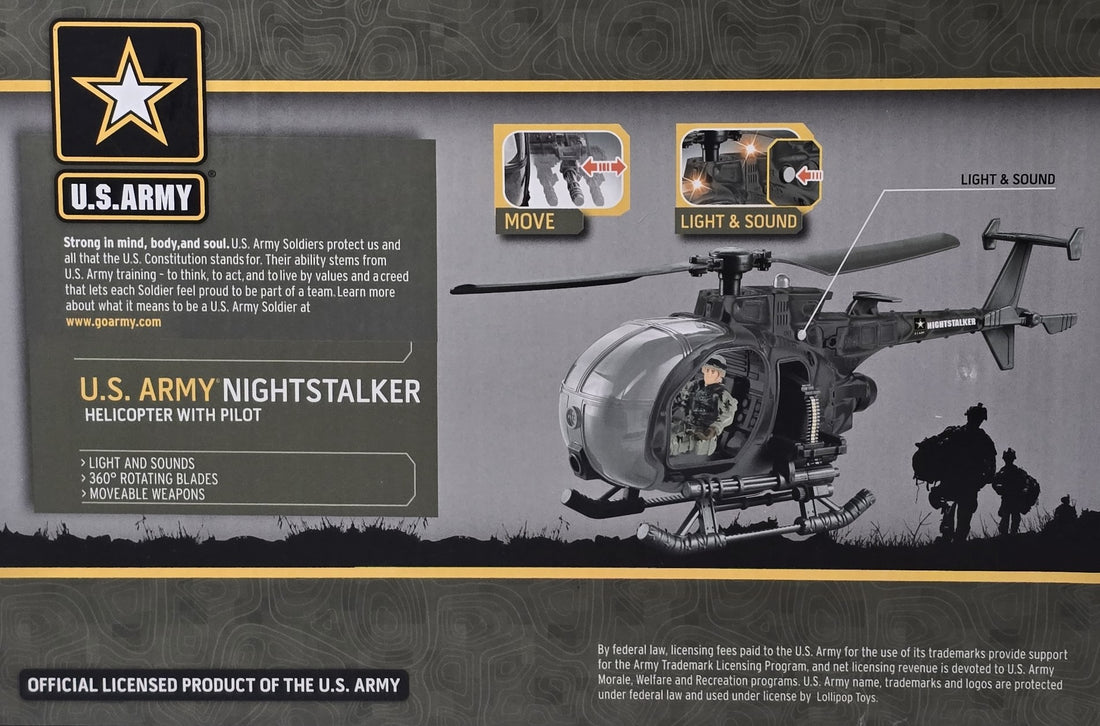US Army Night Stalker Helicopter with Soldier Figure and Light/Sound