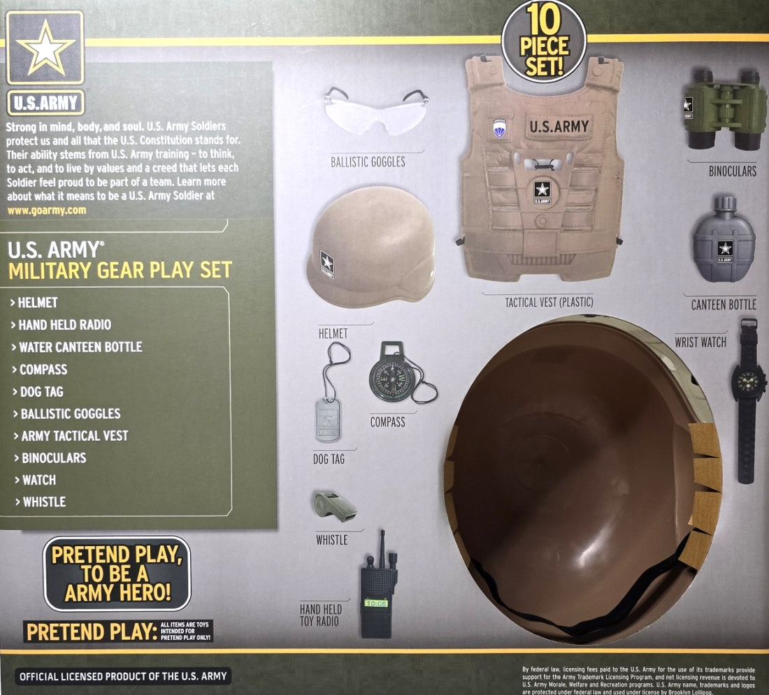 US Army Military Gear 10 pc Play Set