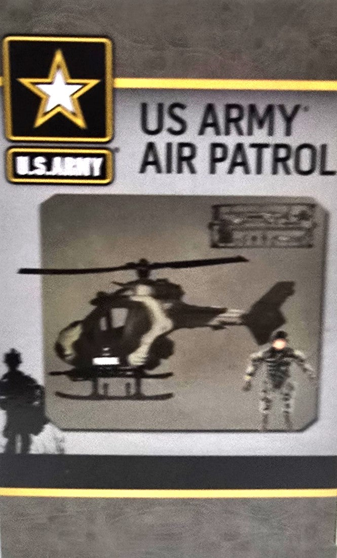 US Army Air Patrol Helicopter with Weapons and Soldier Play Set 3+