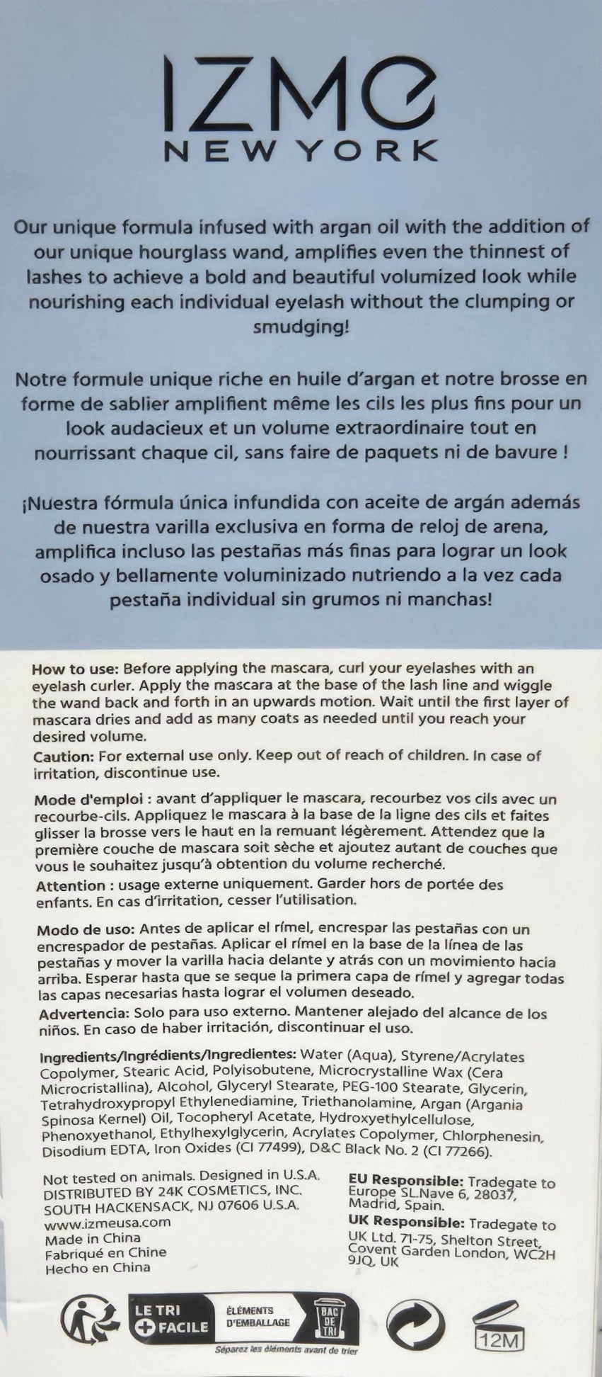 IZME New York Argan Oil Mascara Extra Volume 2 Pack/13 ml Each, Black