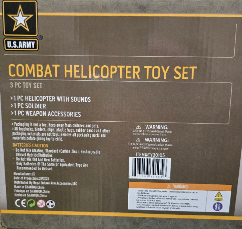3 PC U.S. Army Combat Helicopter Toy Set