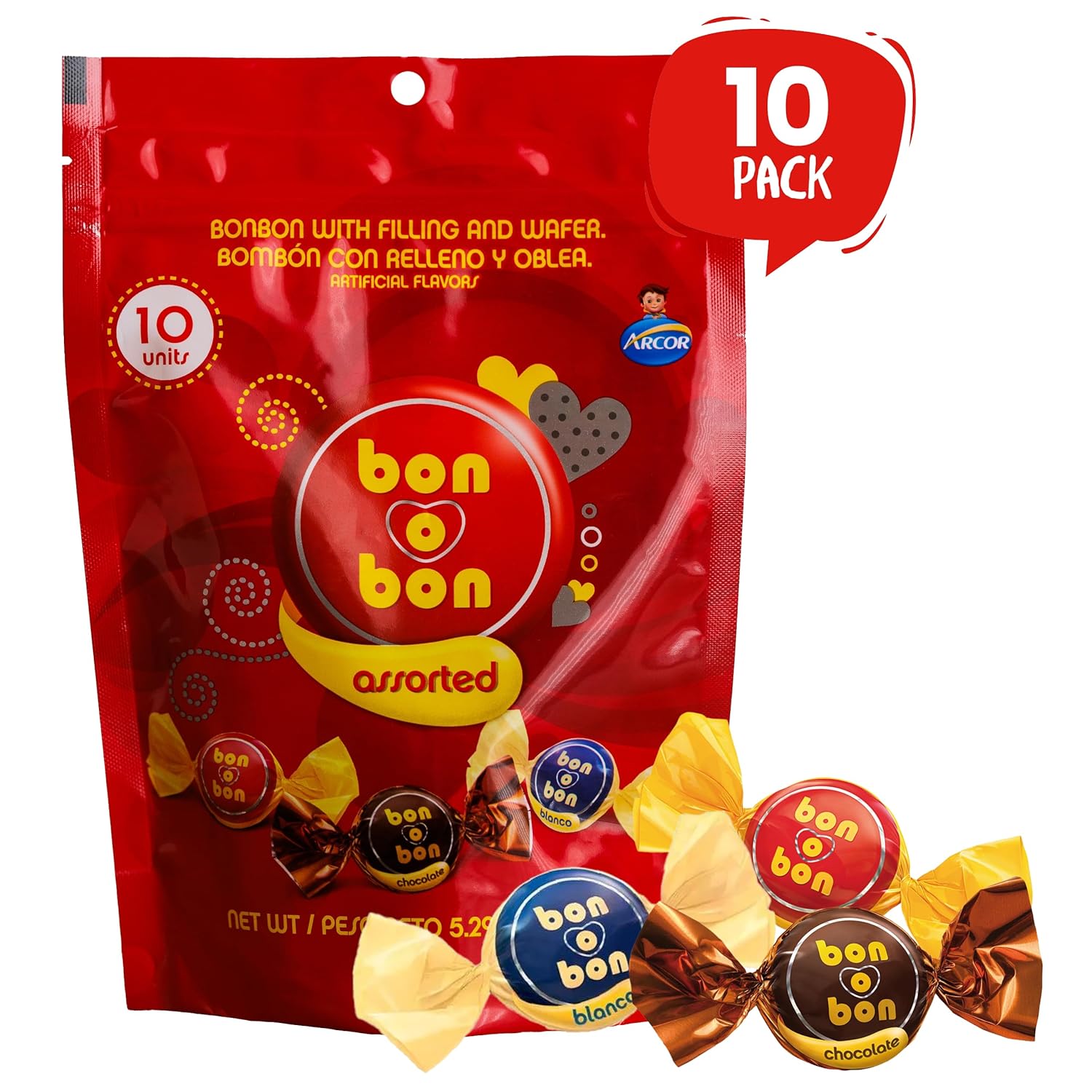 Bon o Bon Chocolate Truffle Mix, Milk, Dark, & White Chocolate Truffles with a Smooth Peanut Filling, 5.29 oz