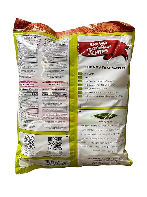 Mi Cosecha The Healthy Way To Go Chips, Four Flavor Variety Mix Pack, Cassava, Mixed, Plantain, and Taro, 2 Ounce Bags (Pack of 8)