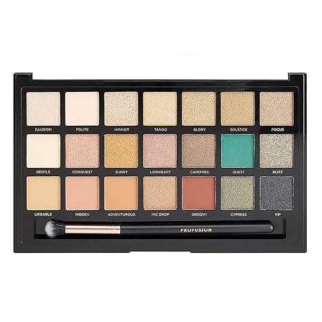 Profusion Cosmetics 21 Shade Eyeshadow Palette Collection & Brush, Chocolates