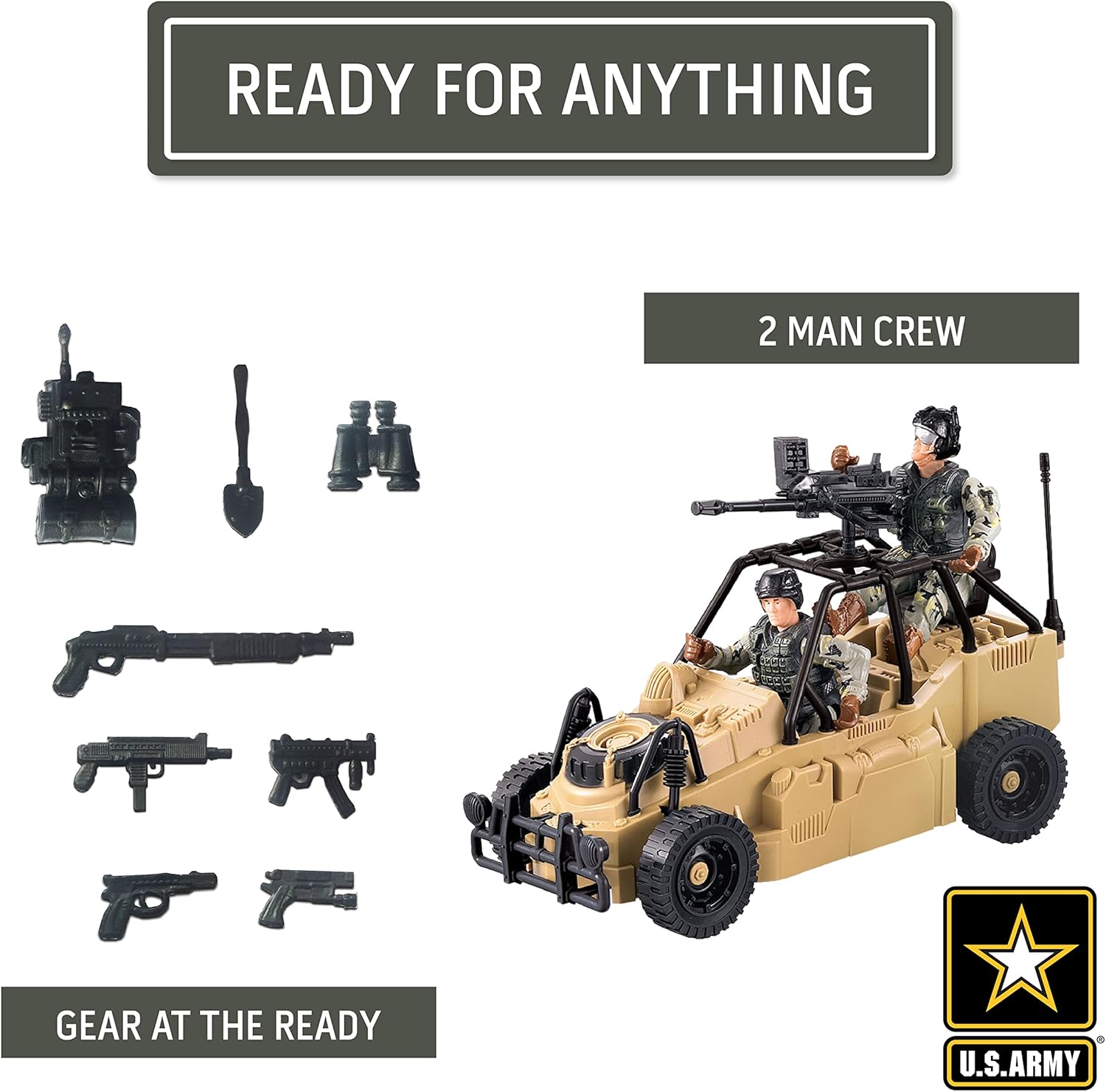 United States Army Rescue Force Soldier Toys & Military Vehicles - Helicopter & Desert Car, Artillery, Gear & Action Figure Playset, 3+ by Brooklyn Lollipops Import Corp | Toys & Games