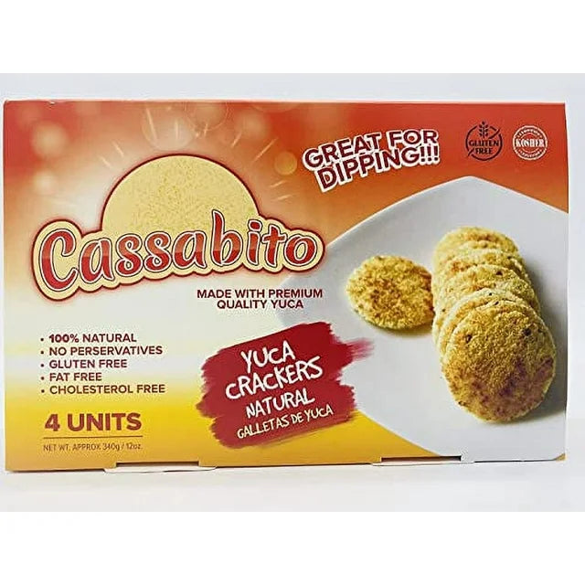 Cassabito Cassava Yuca Crackers Natural Gluten Free/ Cassabito Casabe Galletas de Yuca sabor natural 100% Venezolano 4 Units 12 Oz