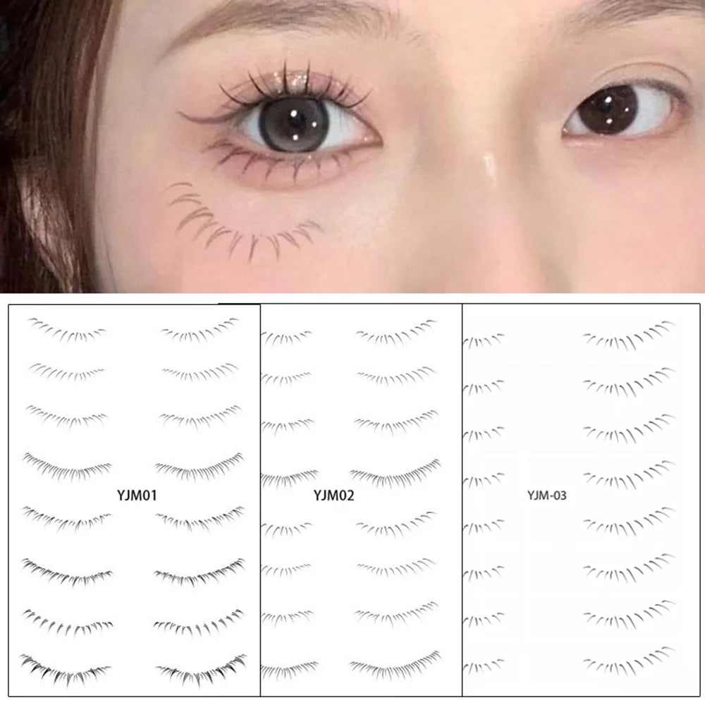 Lower Eyelash Tattoo Long-Lasting Waterproof And Sweatproof Simulation 3D False Eyelash Enlarge Double Under Eye Eyelash Sticker