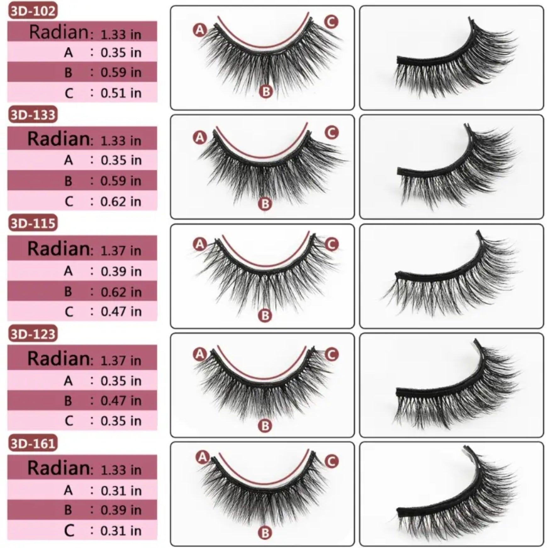 5 Pairs Magnetic Eyelashes Strips