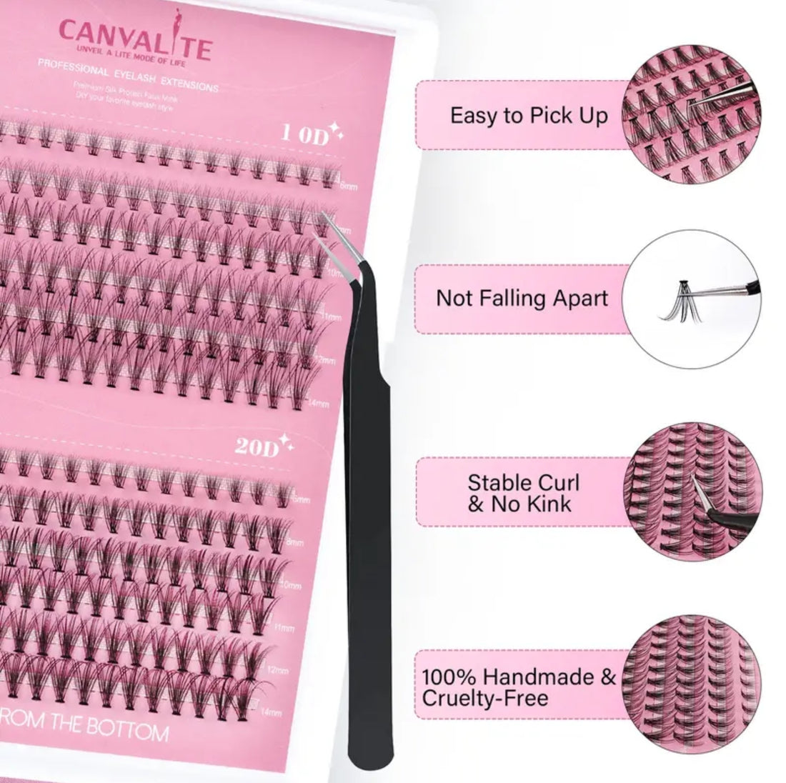 CANVALITE 10D & 20D Black Cluster Eyelashes