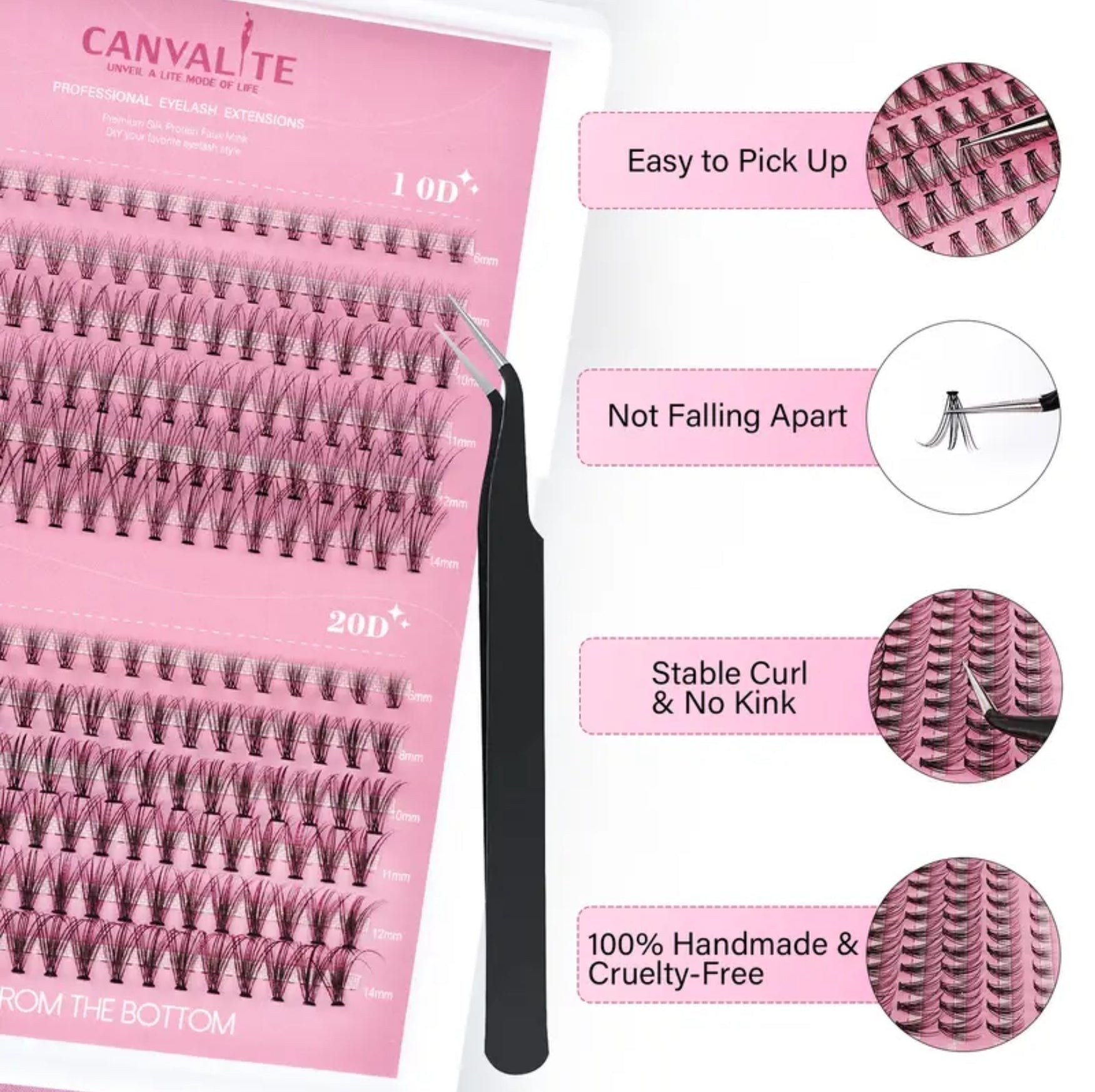 CANVALITE 10D & 20D Black Cluster Eyelashes