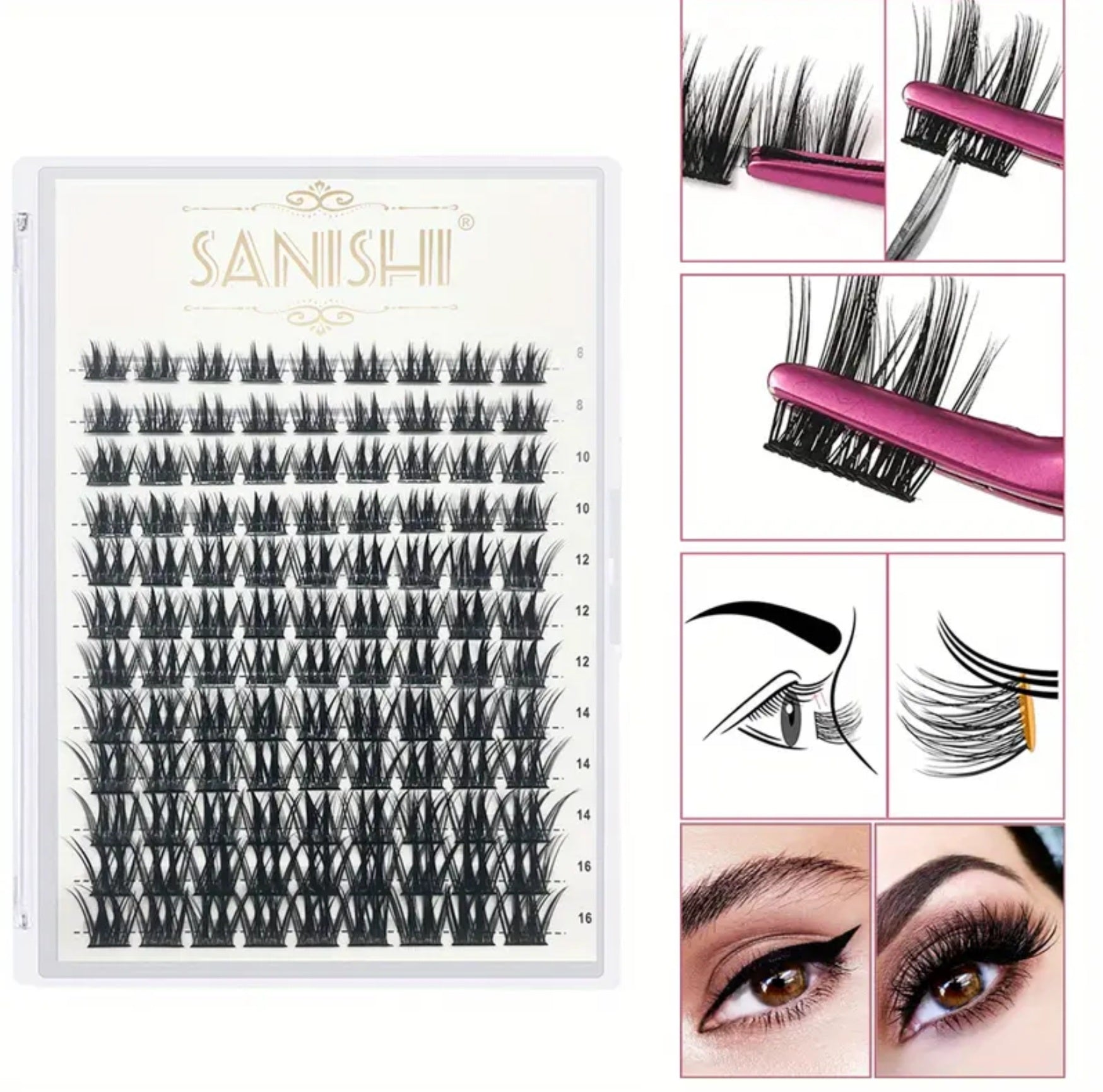 SANISHI 108 Lash D Clusters 8-16mm (Pre-Order)