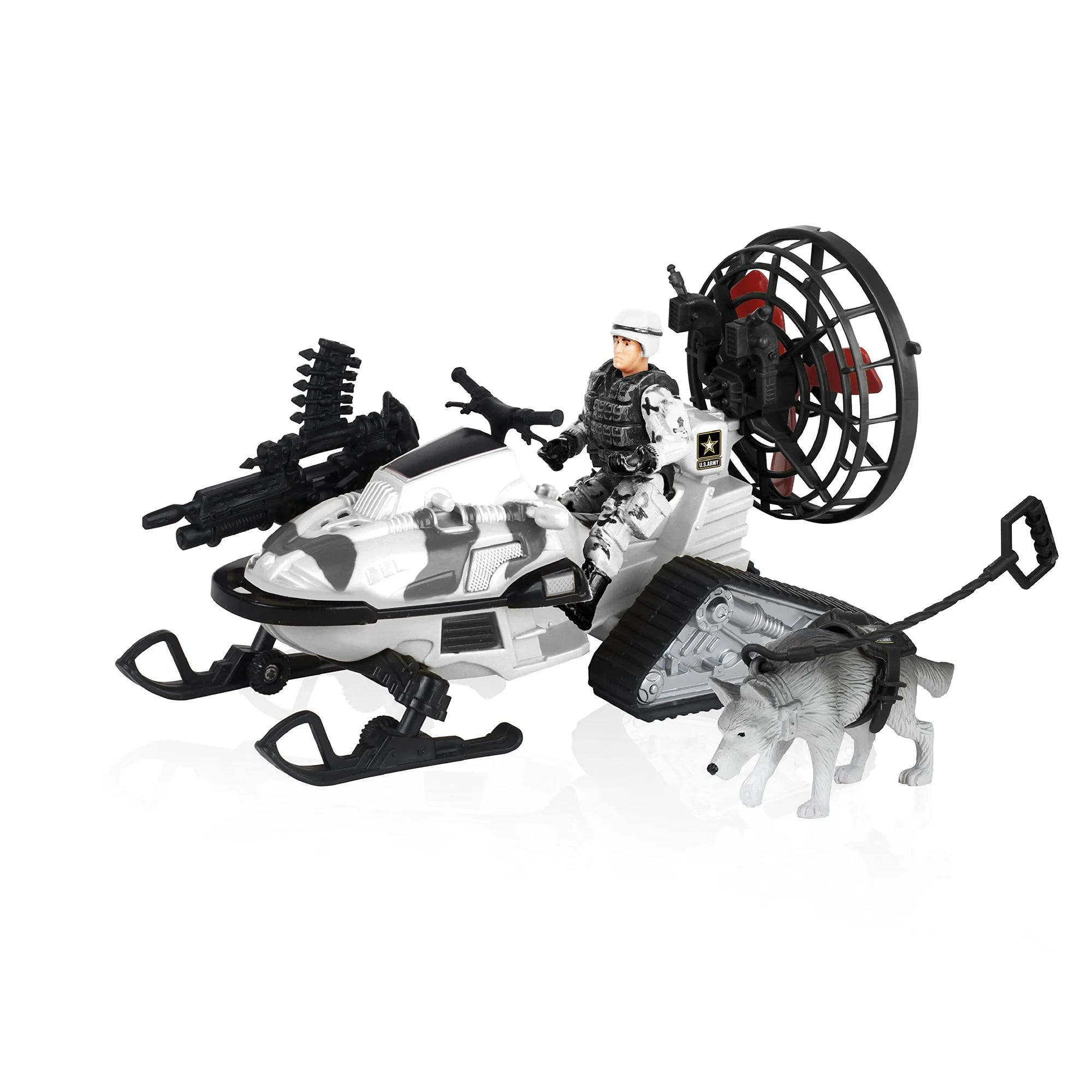 United States Army Action Figures & Kids Snowmobile Military Toys Set w/ Snow Mobile,