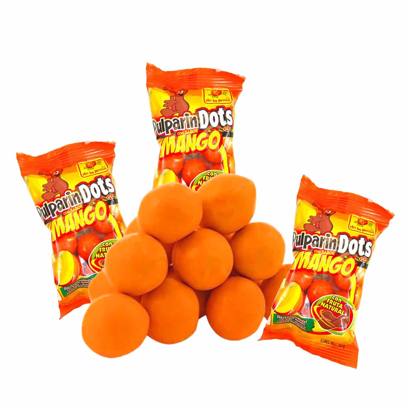 Pulparindots Dulce de Tamarindo Sabor Mango 12 Sobres 360 gr.