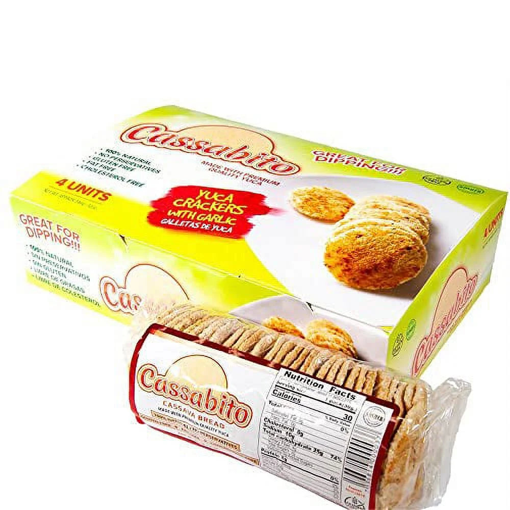 Cassabito Cassava Yuca Crackers Natural Gluten Free/ Cassabito Casabe Galletas de Yuca sabor natural 100% Venezolano 4 Units 12 Oz