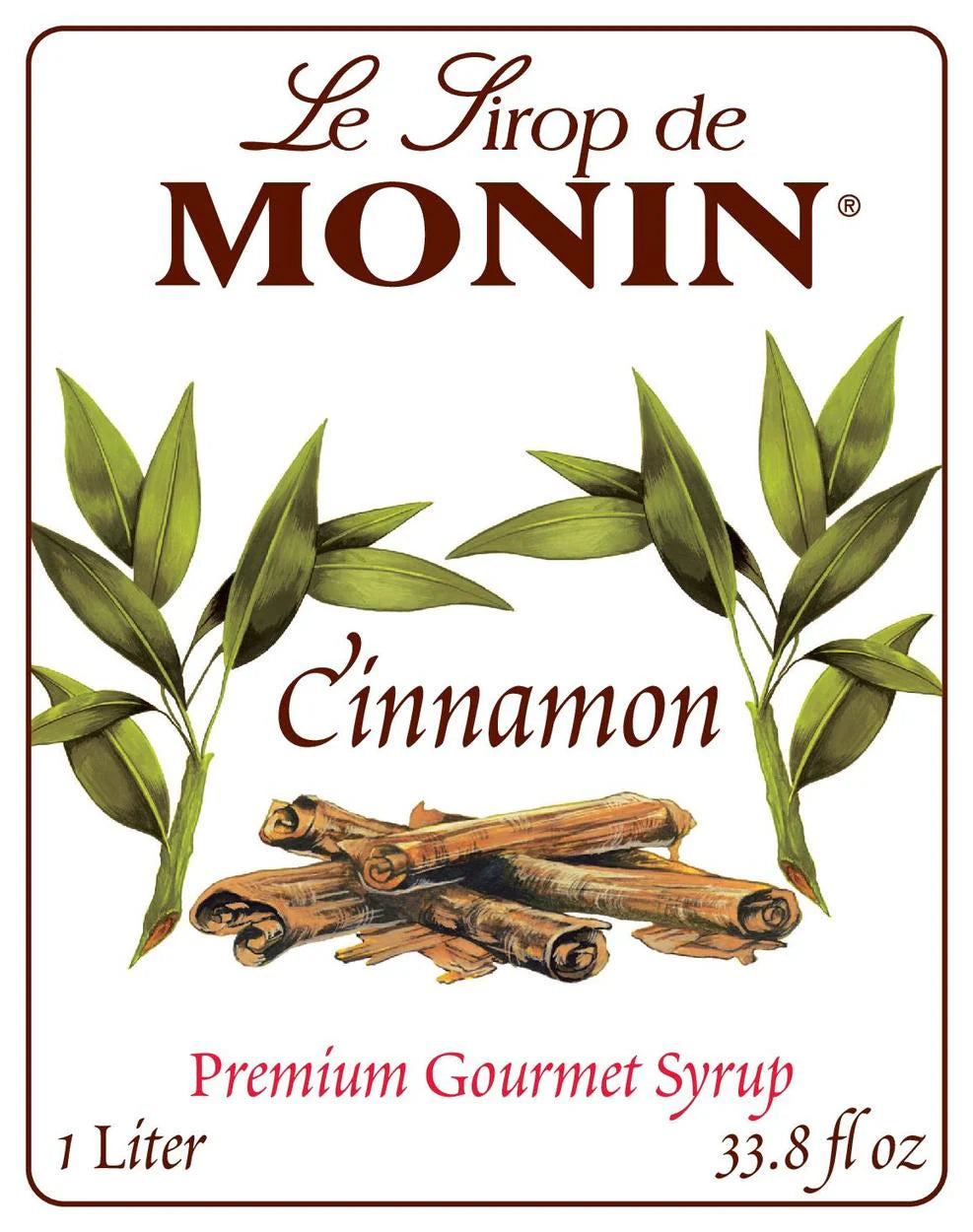 Monin - Cinnamon Syrup, Sweet and Spicy Taste of Cinnamon, Versatile Flavor, Natural Flavors, Great for Coffees, Cocoas, Ciders, and Cocktails, Non-GMO, Gluten-Free (750 ml)