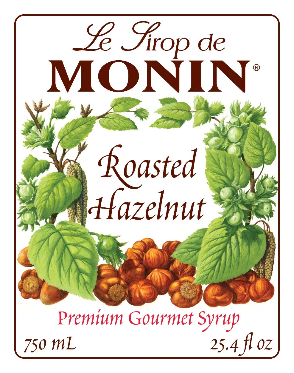Monin - Roasted Hazelnut Syrup, Gluten Free, Vegan Non-GMO 750ml