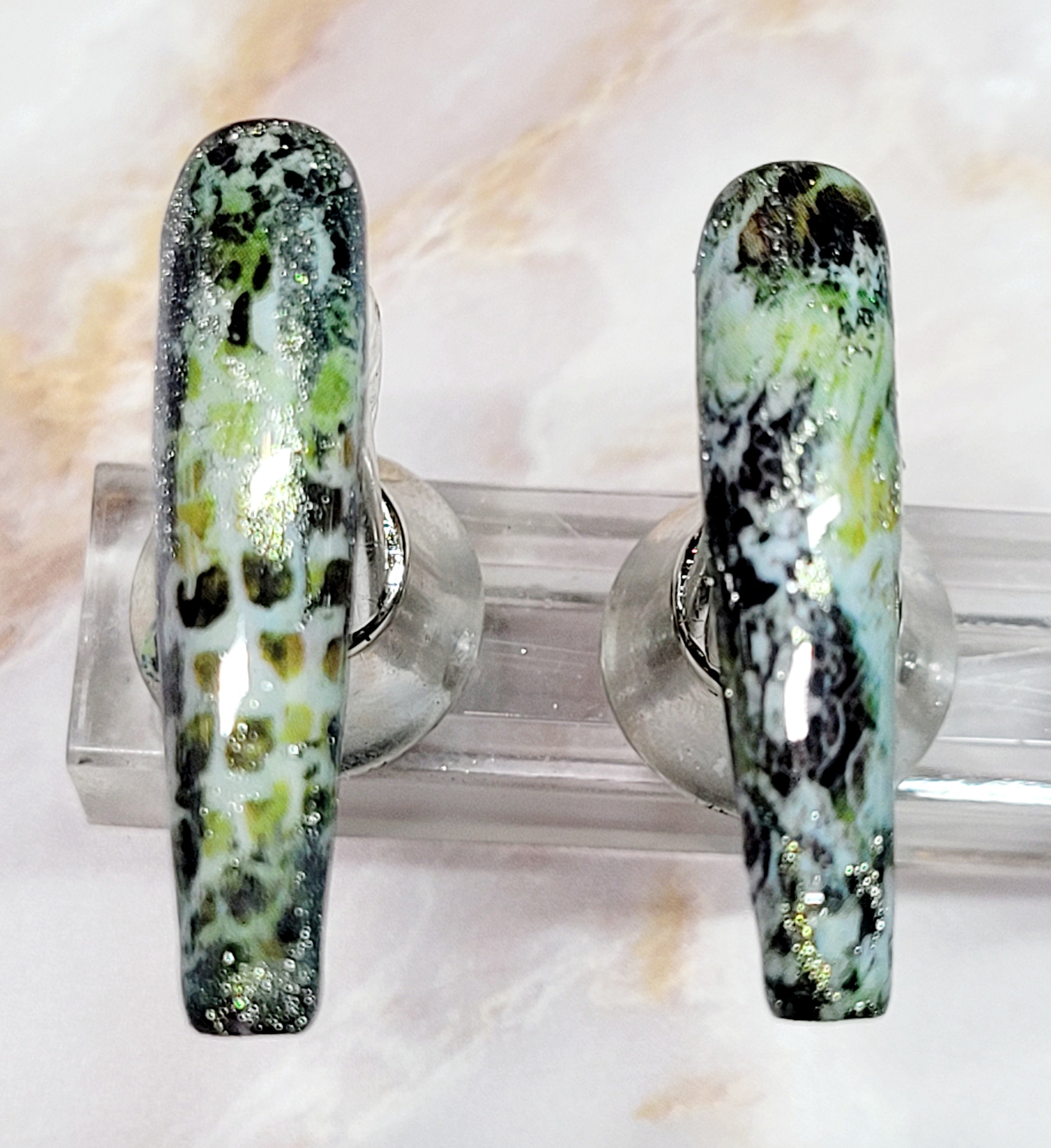 Long Coffin Custom Press-Ons with CatEyes and Foils