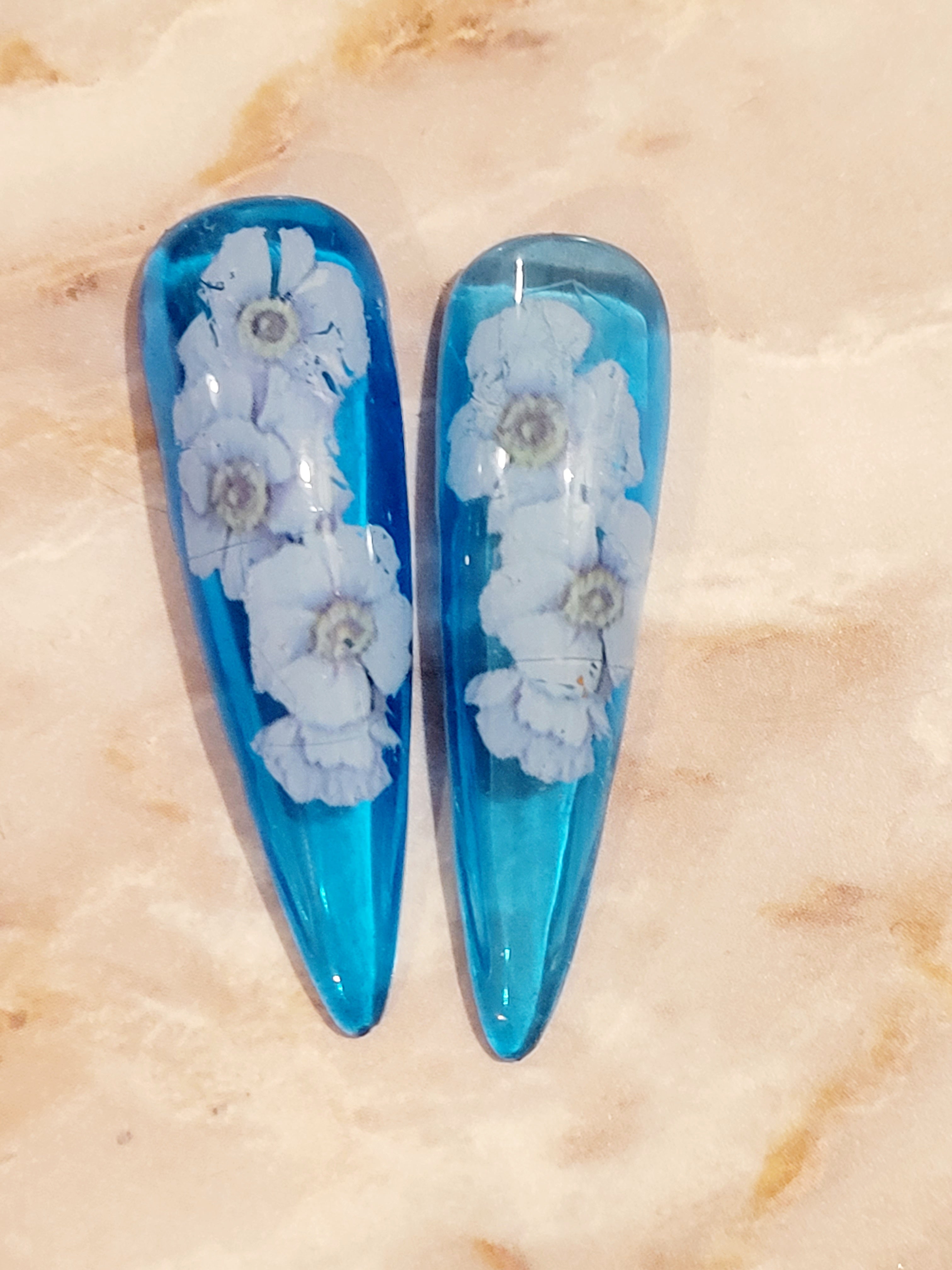 XXL Stilettos Jelly Blue Custom Press-ons with Jelly Color