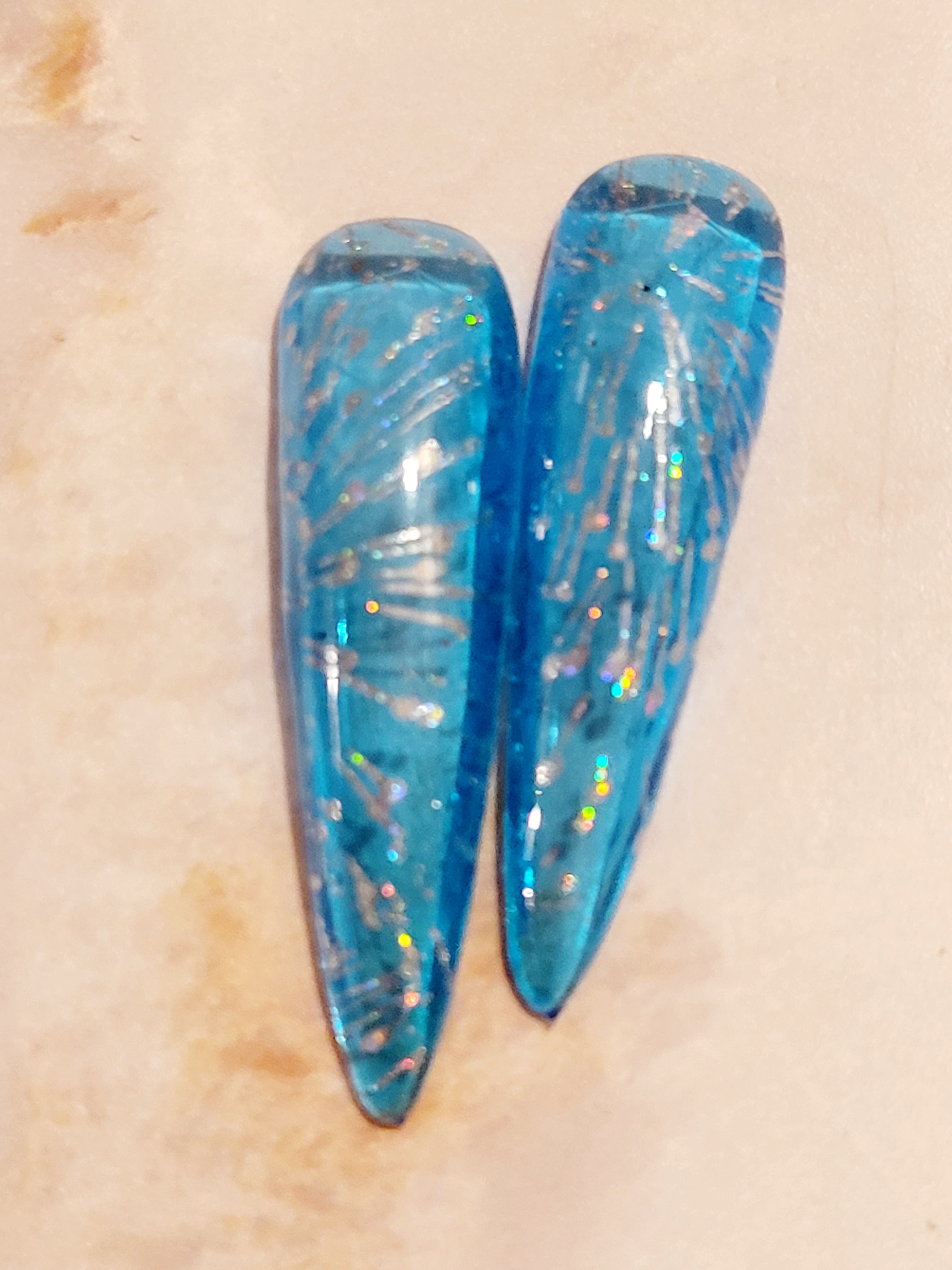 XXL Stilettos Jelly Blue Custom Press-ons with Jelly Color
