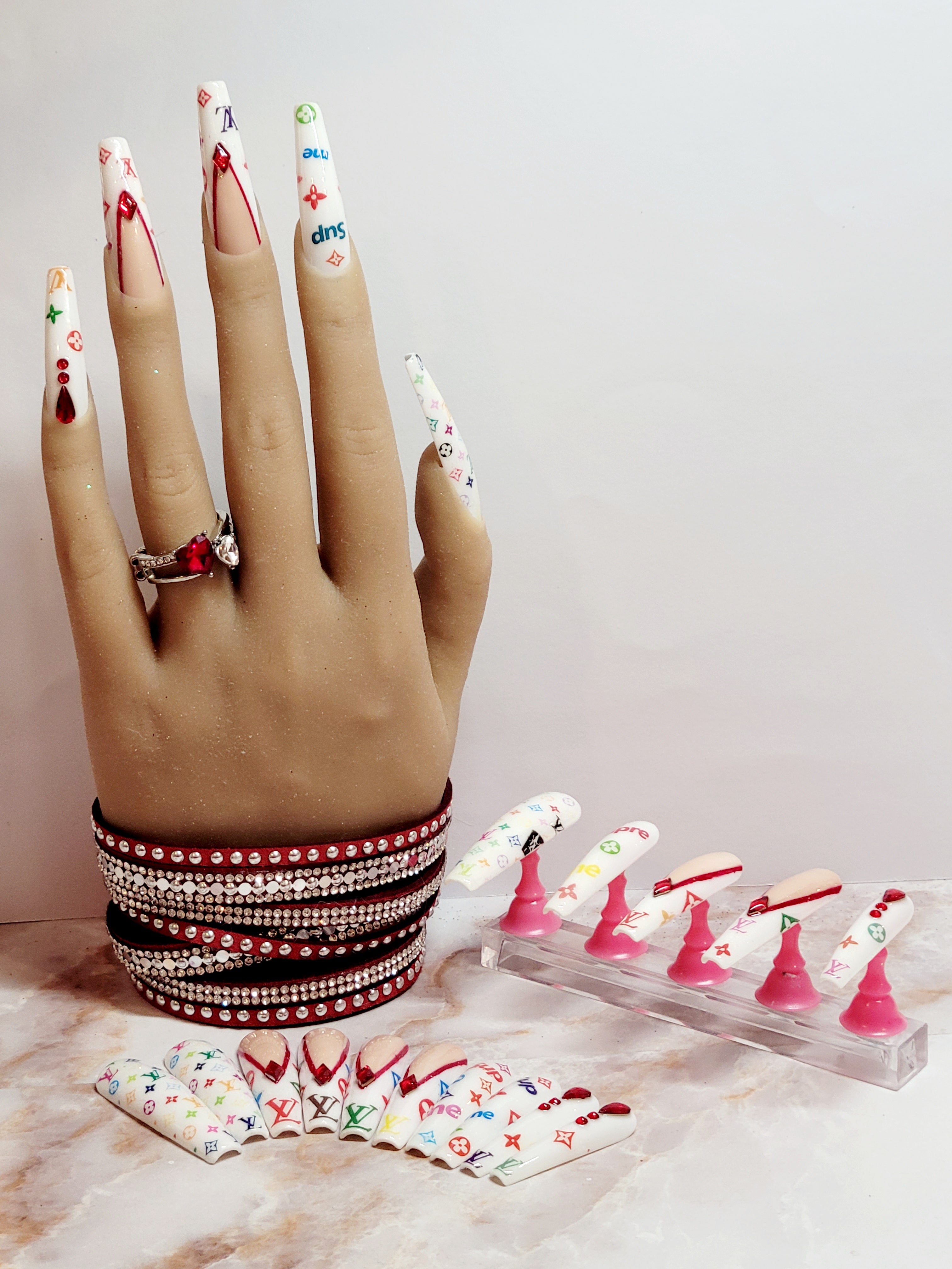 XXL Coffin Logo Decals Custom Press-Ons with Foils and Rhinestones