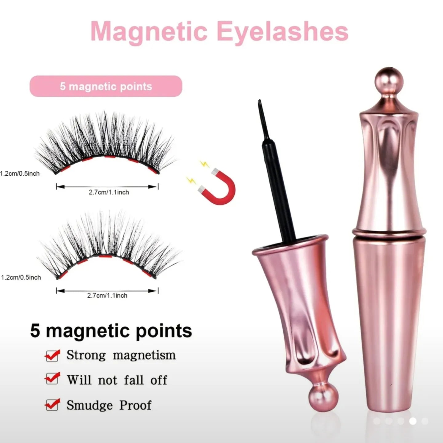 2 Pairs Magnetic Eyelashes & Eyeliner Kit