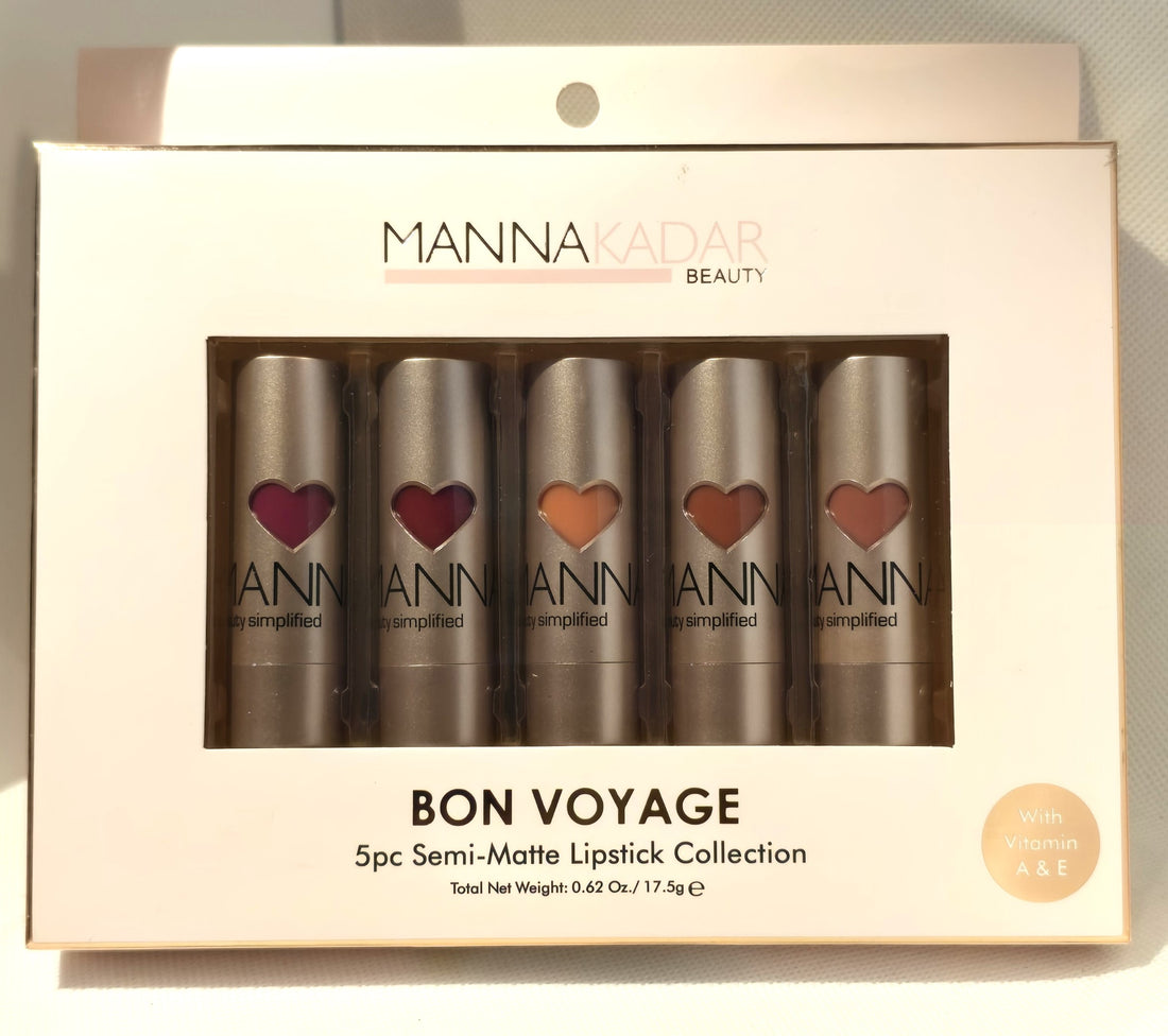 Manna Kadar Bon Voyage Semi-Matte Lipstick Collection, 5 piece