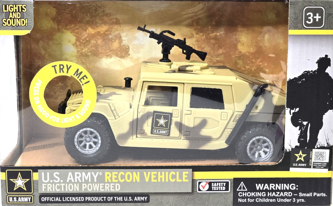 U.S. Army Recon Vehicle, Army Battle Truck, with Light & Sound Friction Powered