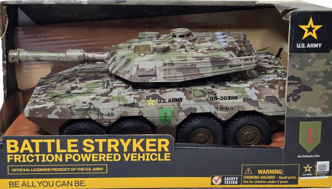US Army Battle Stryker Friction Powered Vehicle with Lights and Sounds 3+