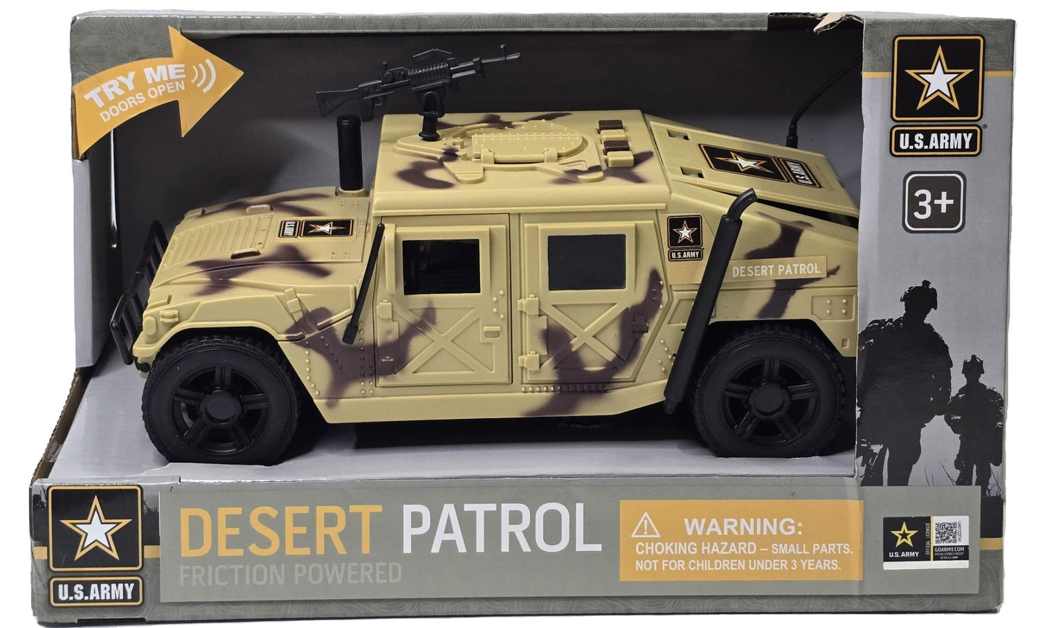 US Army Desert Patrol Friction Power Vehicle 1:6 Scale with Lights and Sounds