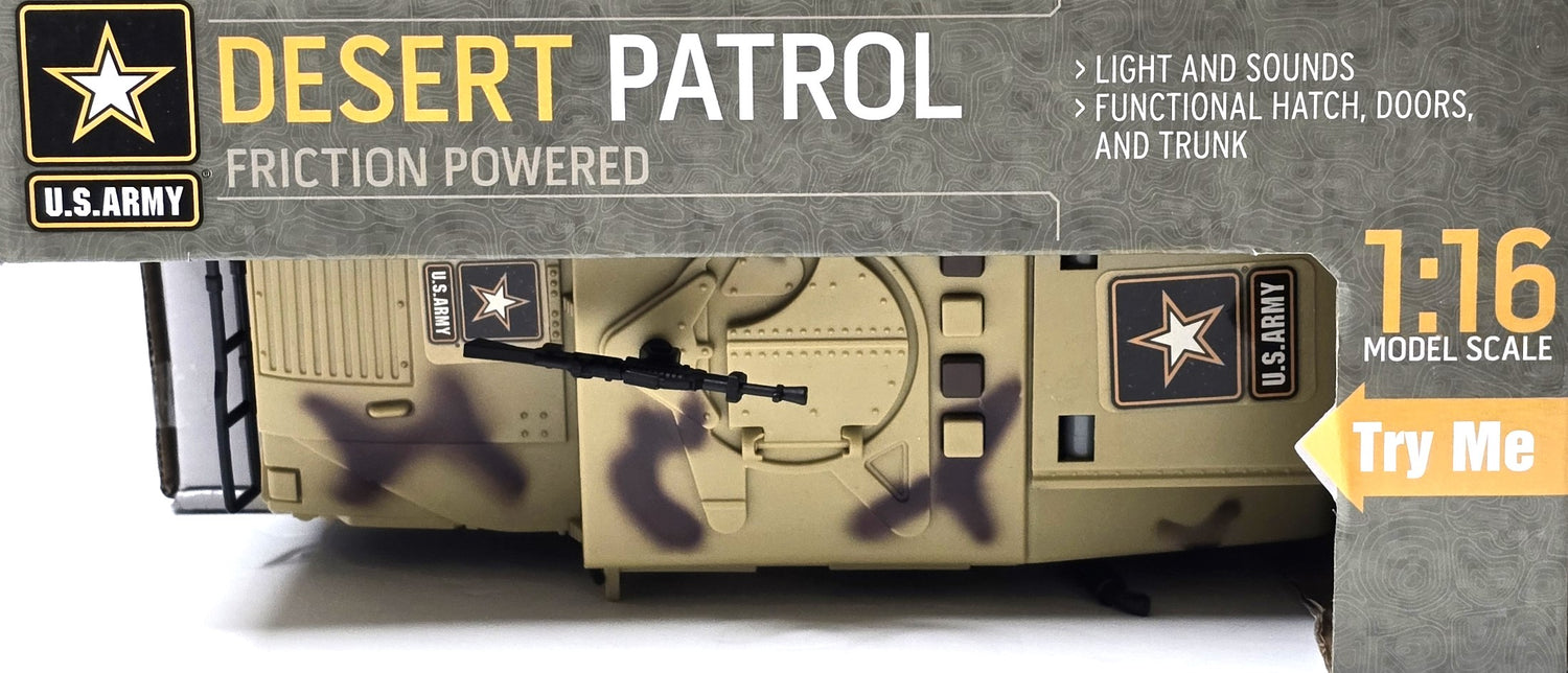 US Army Desert Patrol Friction Power Vehicle 1:6 Scale with Lights and Sounds