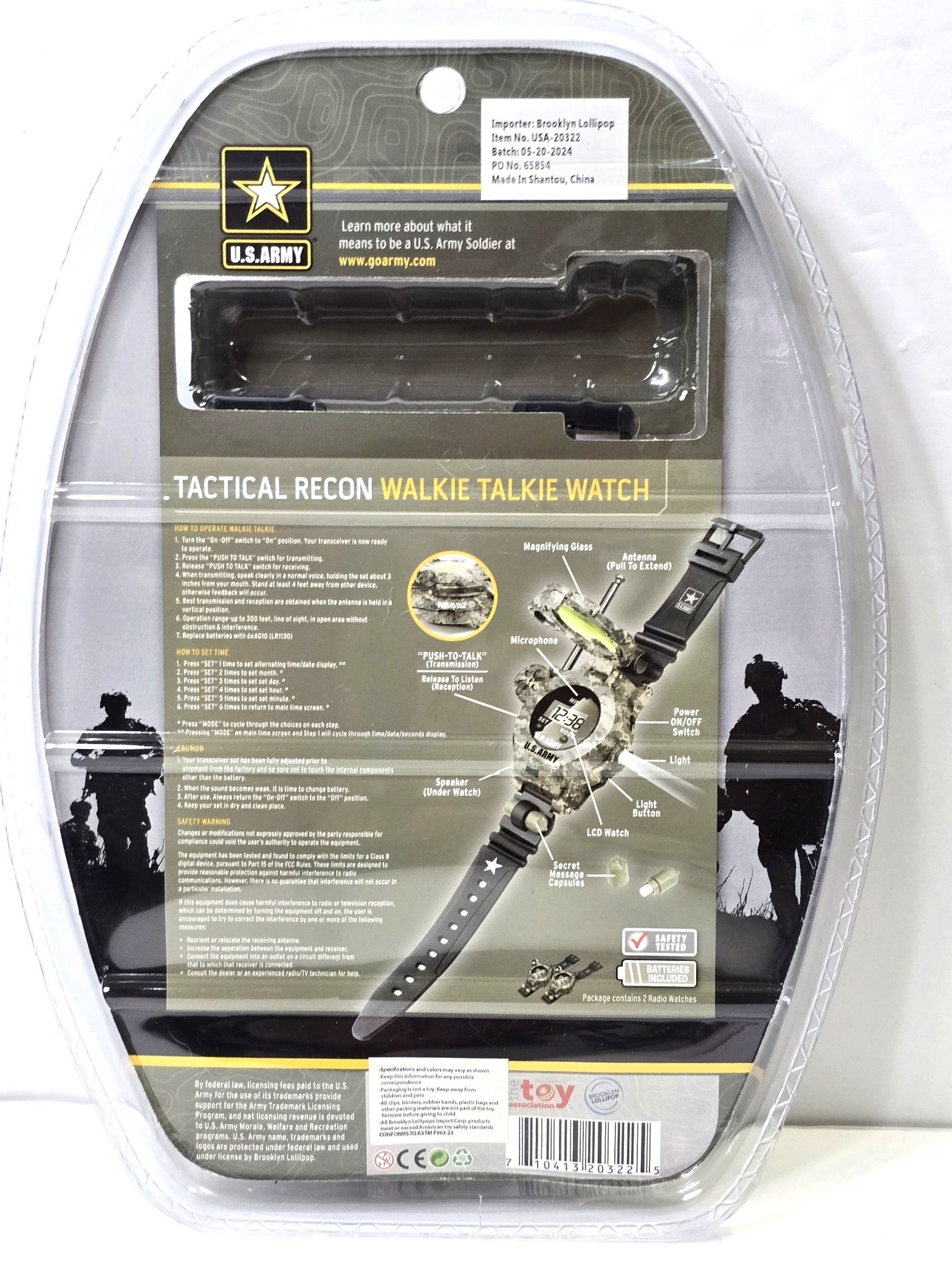 US Army Tactical Recon Walkie Talkie Watch up to 329 ft Communication Distance 6+