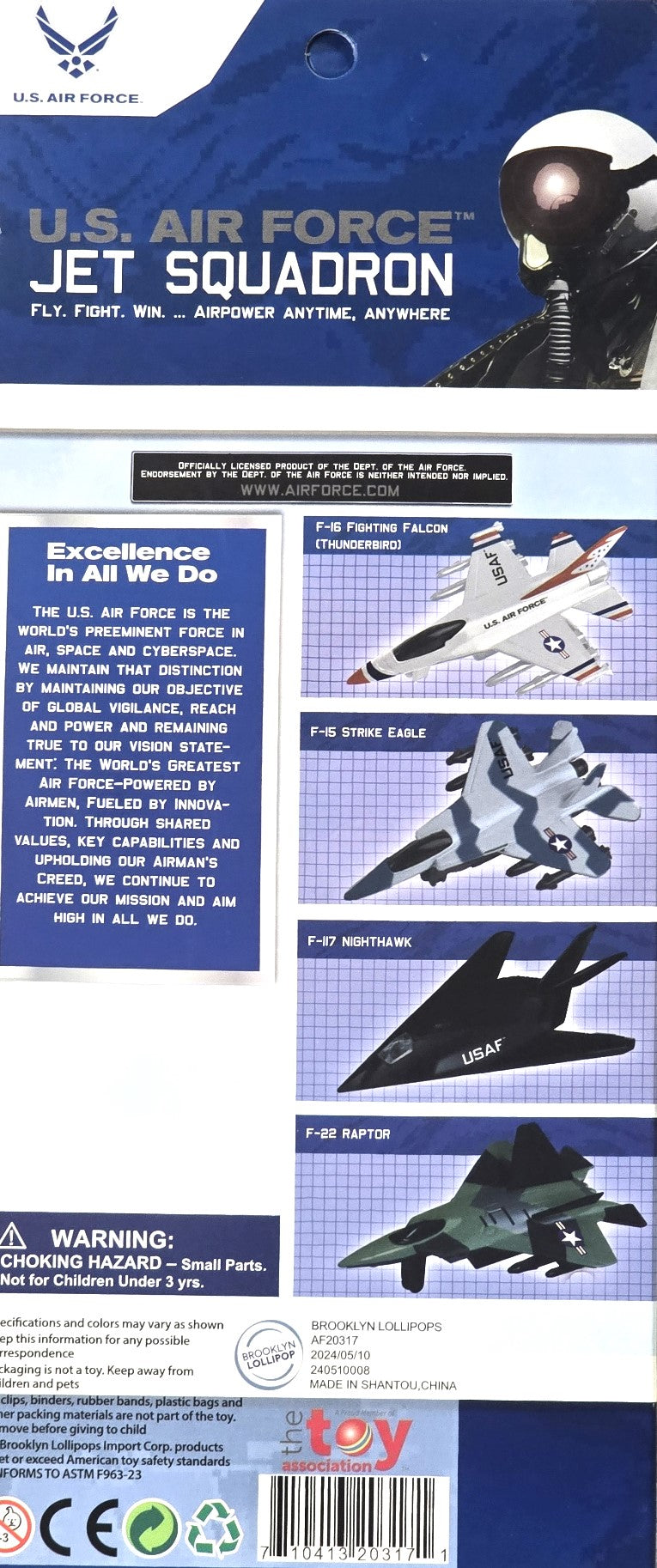 United Sates Air Force 4-Pack Toy Jet Squadron Die Cast Airplanes, Pull Back Military Fighter Jets, Diecast Air Plane Models