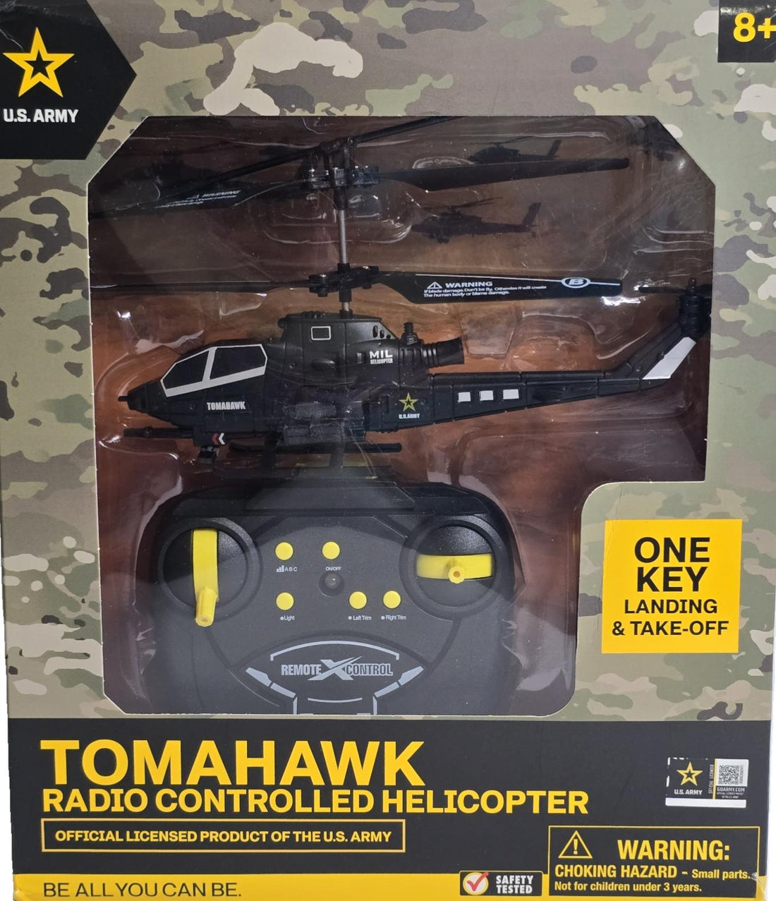 US Army Remote Control Tomahawk Helicopter Toy, Flying Radio Controlled Military Combat Copter Model, RC Planes 8+