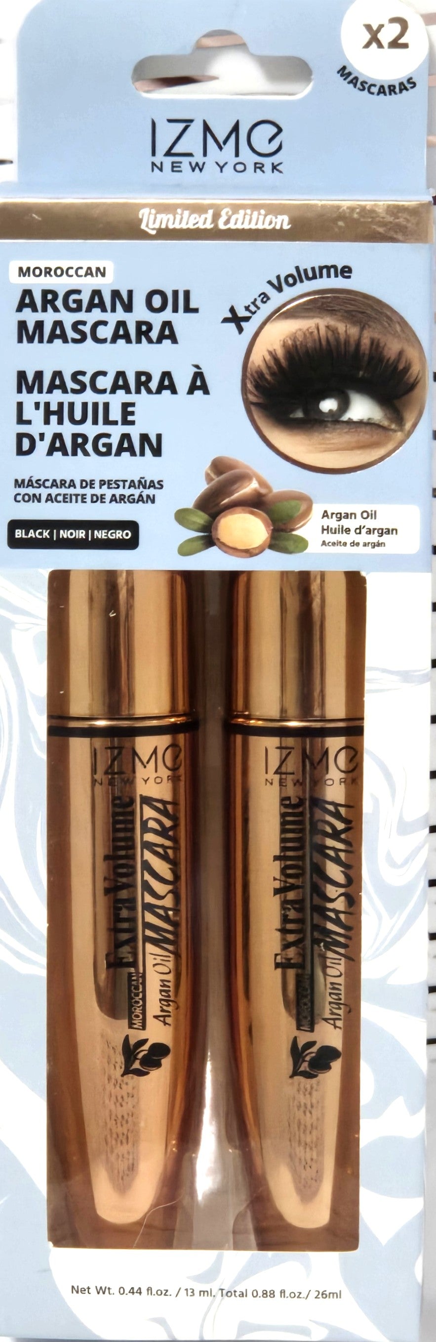 IZME New York Argan Oil Mascara Extra Volume 2 Pack/13 ml Each, Black