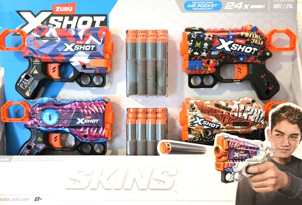 Zuru Xshot Menace Game Over SKINS 4 Pieces plus 24x