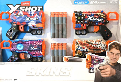 Zuru Xshot Menace Game Over SKINS 4 Pieces plus 24x