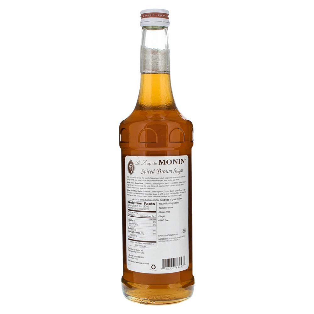 Monin - Spiced Brown Sugar Syrup, Sweet With Hints of Cinnamon, Natural Flavors, Great for Coffee, Desserts, Ciders, and Cocktails, Non-GMO, Gluten-Free (750 ml)
