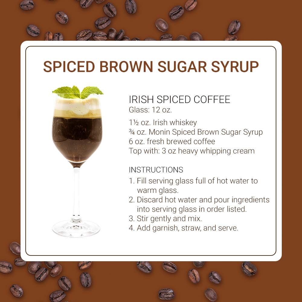 Monin - Spiced Brown Sugar Syrup, Sweet With Hints of Cinnamon, Natural Flavors, Great for Coffee, Desserts, Ciders, and Cocktails, Non-GMO, Gluten-Free (750 ml)