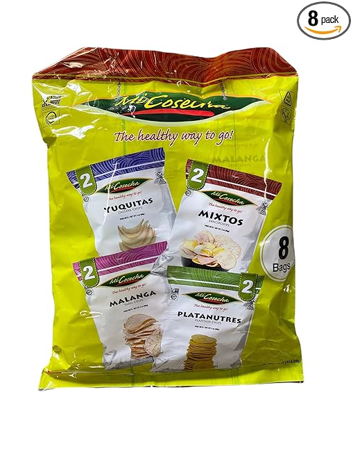 Mi Cosecha The Healthy Way To Go Chips, Four Flavor Variety Mix Pack, Cassava, Mixed, Plantain, and Taro, 2 Ounce Bags (Pack of 8)