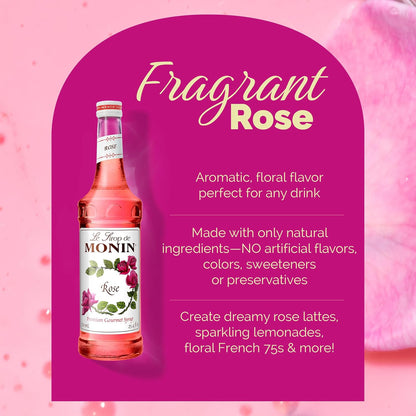 Monin - Rose Syrup, Gluten-Free, Non-GMO 750ml