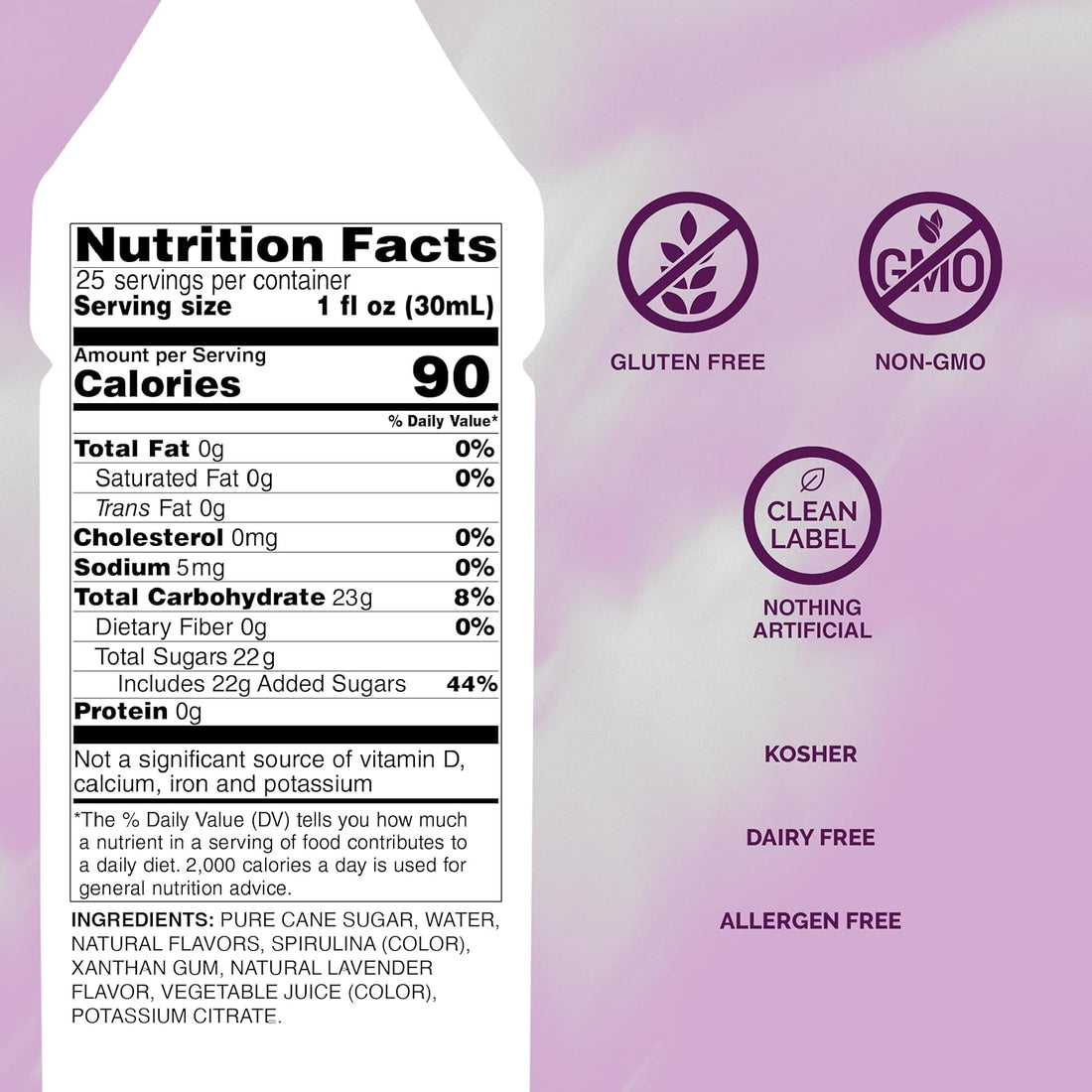 Monin - Lavender Syrup, Aromatic and Floral, Natural Flavors, Great for Cocktails, Lemonades, and Sodas, Non-GMO, Gluten-Free (750 ml)