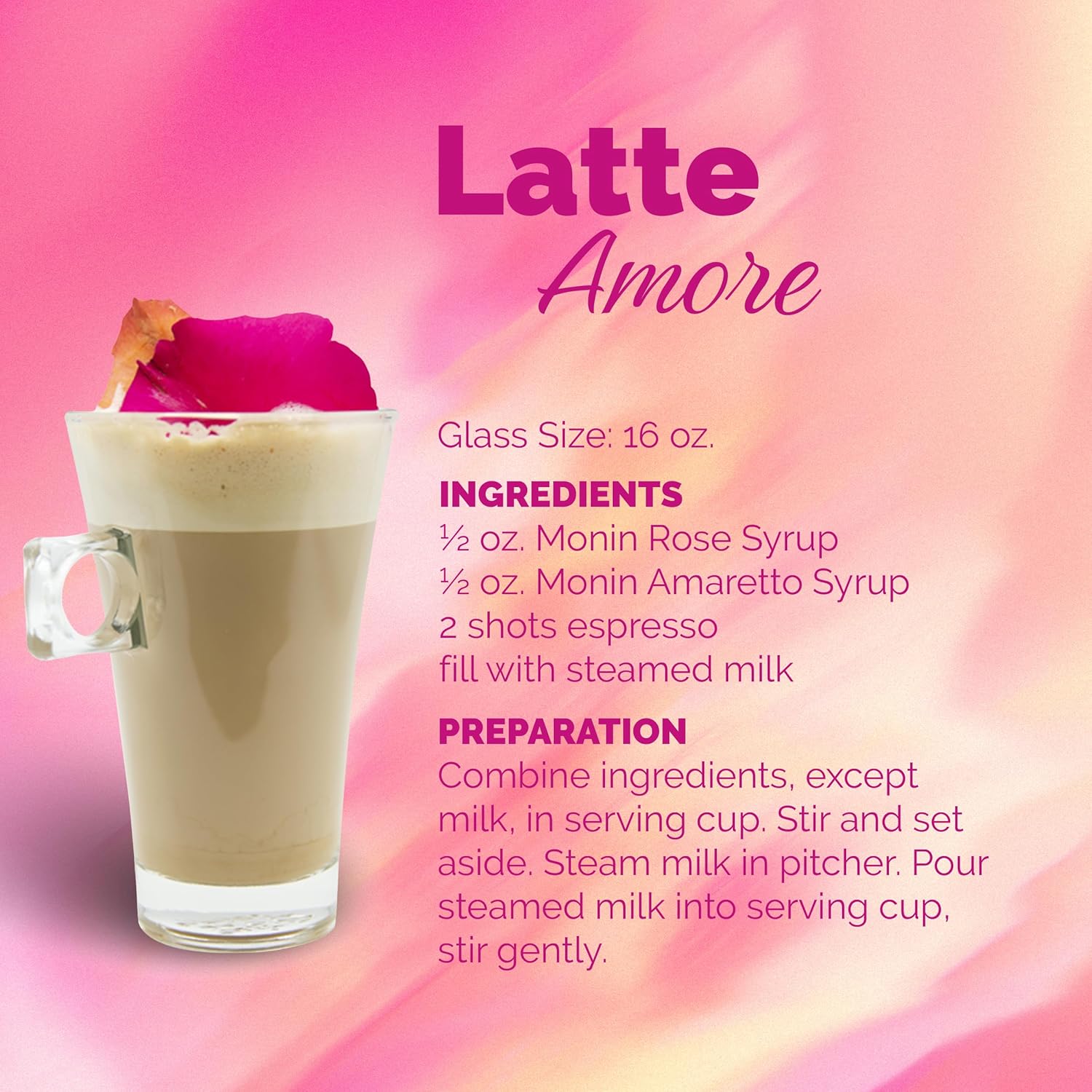 Monin - Rose Syrup, Gluten-Free, Non-GMO 750ml