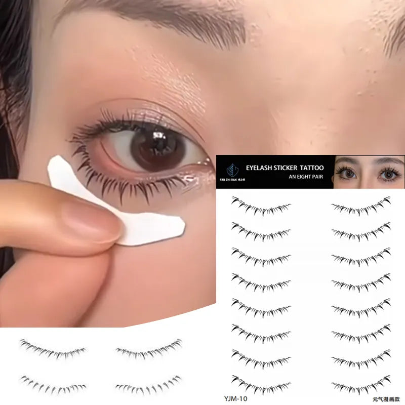 Lower Eyelash Tattoo Long-Lasting Waterproof And Sweatproof Simulation 3D False Eyelash Enlarge Double Under Eye Eyelash Sticker
