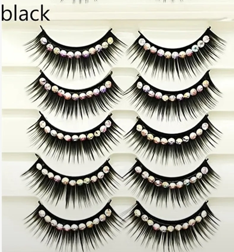 3D Eyelashes with Shiny Rhinestones