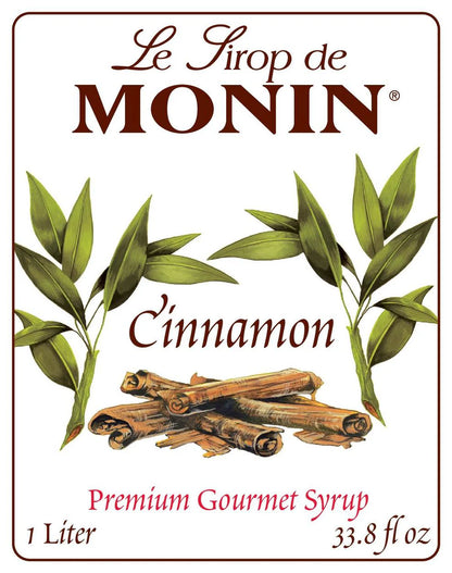 Monin - Cinnamon Syrup, Sweet and Spicy Taste of Cinnamon, Versatile Flavor, Natural Flavors, Great for Coffees, Cocoas, Ciders, and Cocktails, Non-GMO, Gluten-Free (750 ml)