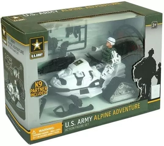 United States Army Action Figures &amp; Kids Snowmobile Military Toys Set w/ Snow Mobile,